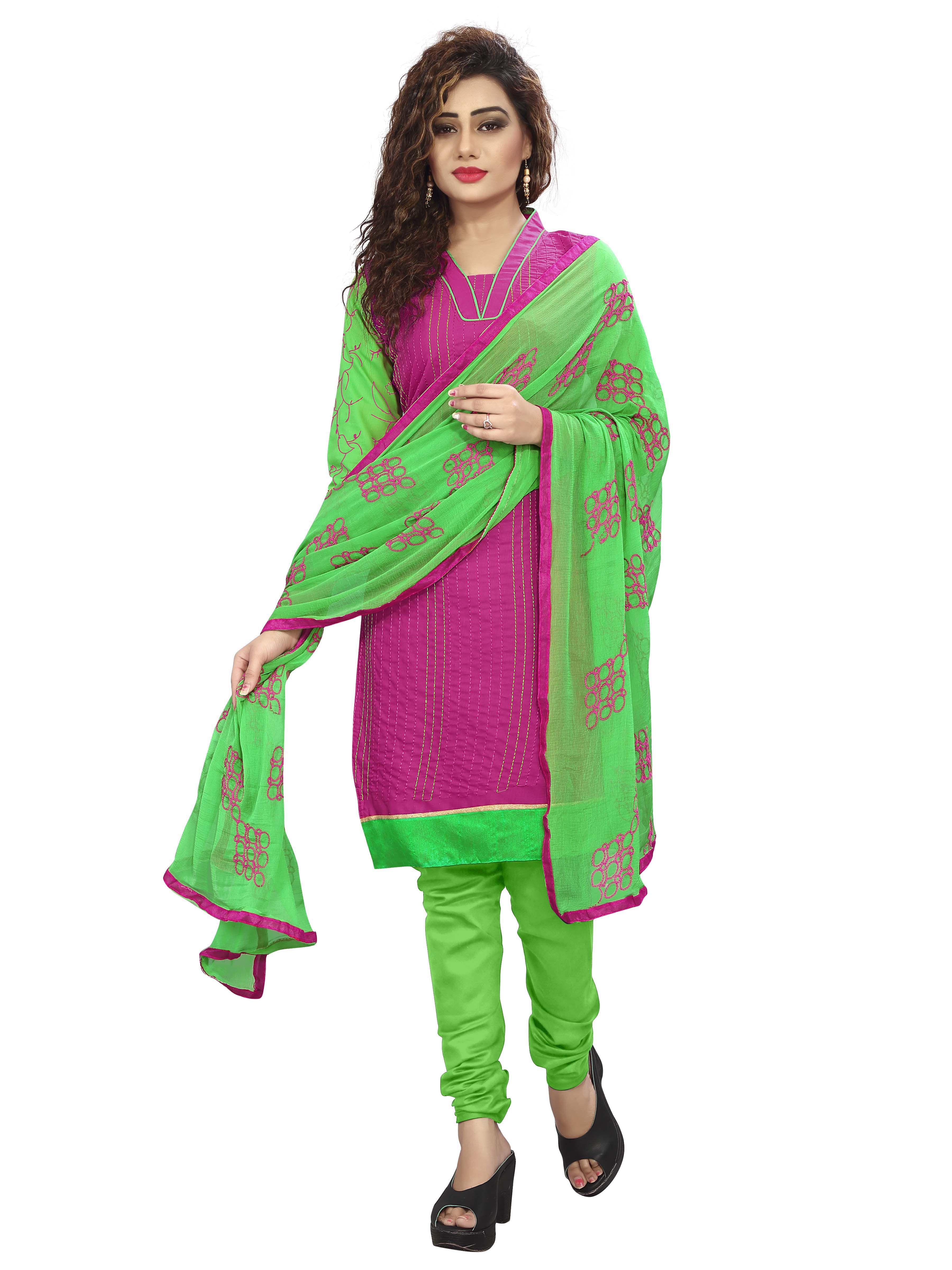 buy pink dress material churidar