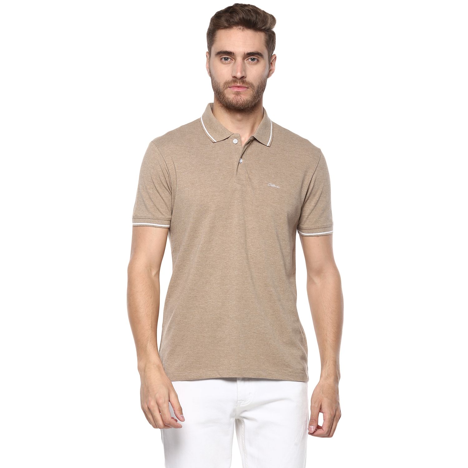 gray polo khaki pants