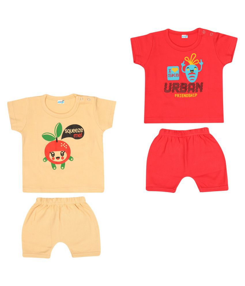     			Dongli Soft cotton Unisex Top and Shorts Set (Pack of 2)