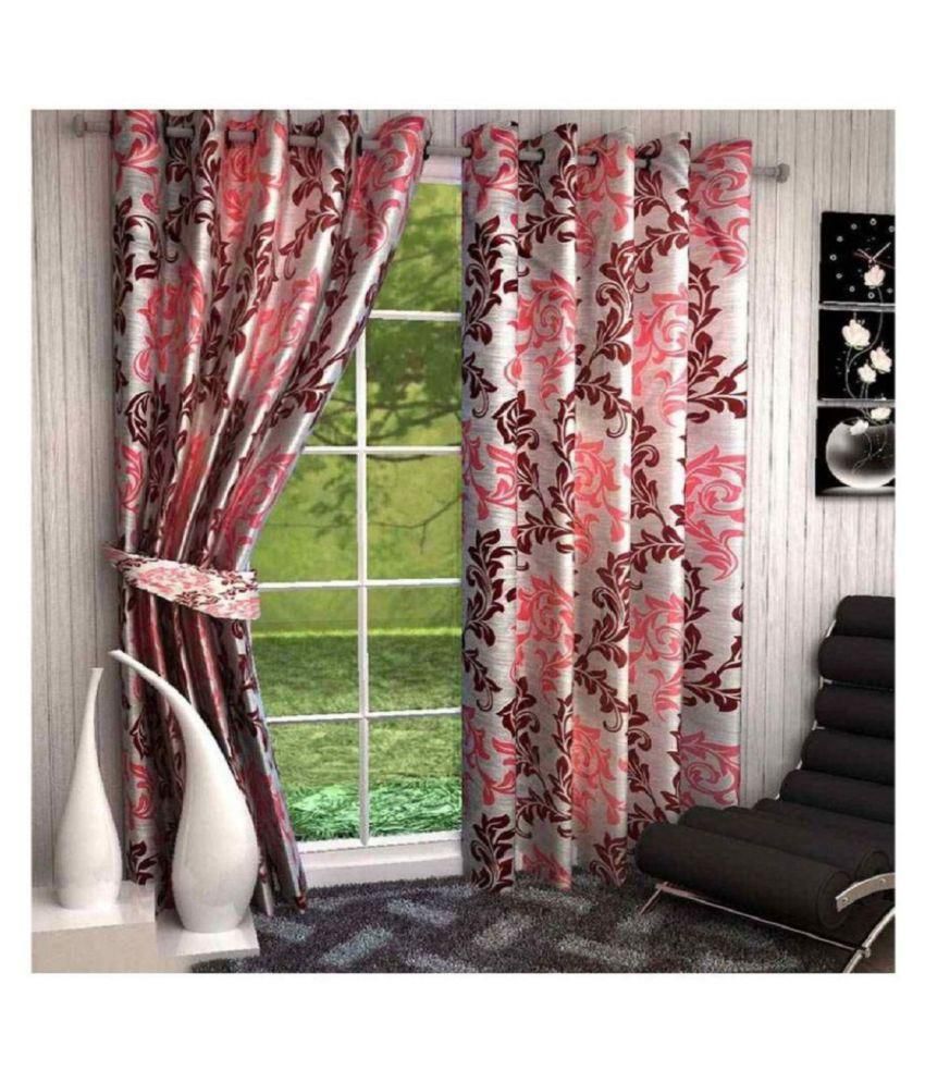     			Tanishka Fabs Floral Room Darkening Eyelet Curtain 9 ft ( Pack of 2 ) - Multi Color