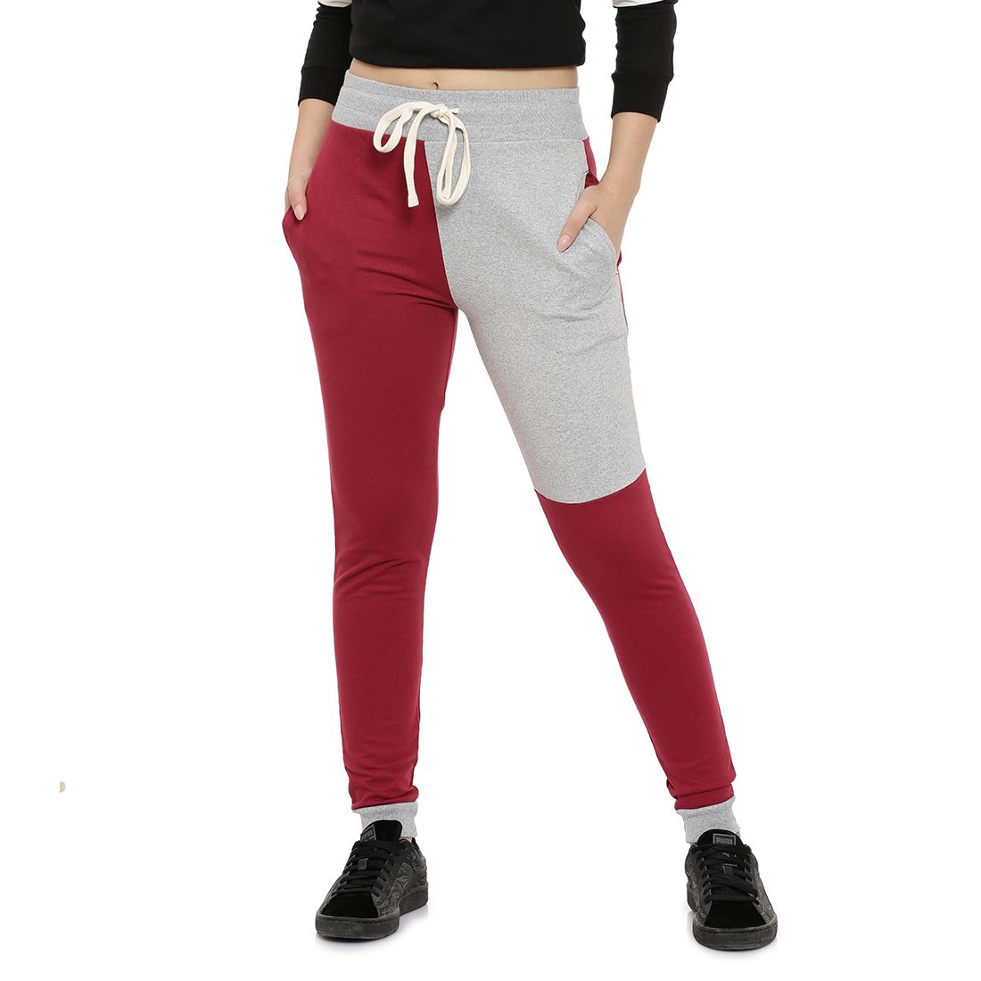 Campus Sutra Cotton Trackpants - Red