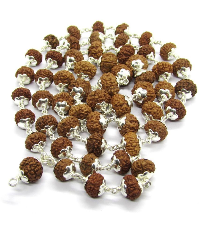 7 Mukhi Rudraksha Mala 100 Original 54 Beads In Silver Seven Faced