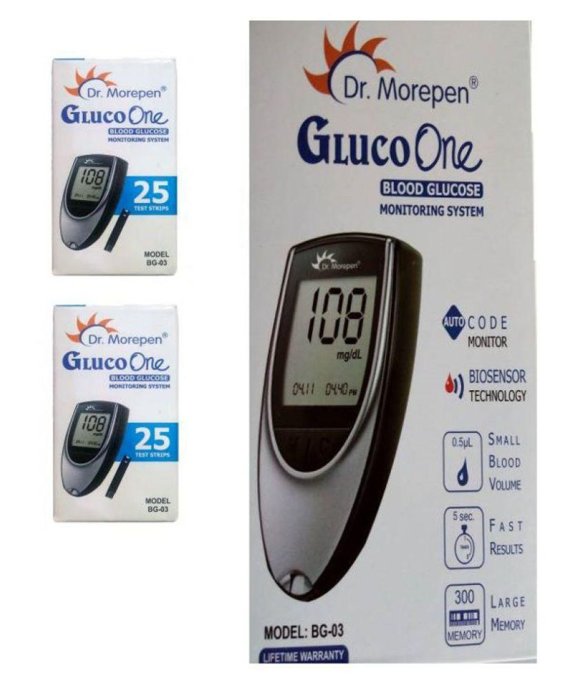     			Glucometer Dr. Morepen BG03 Glucometer with 50(25x2) Test Strips Expiry March 2024