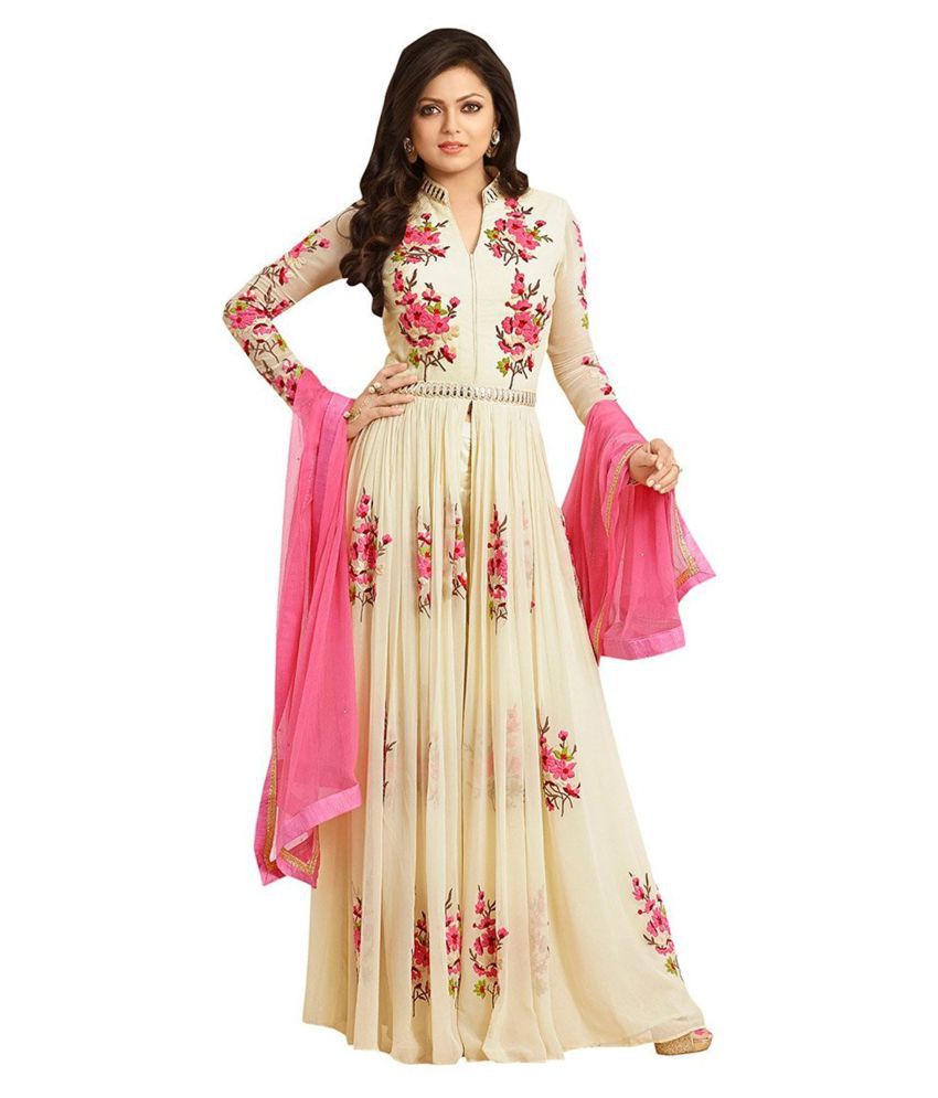 69% OFF on Rajgharana Red Net Brasso Anarkali Dress Material on Snapdeal |  PaisaWapas.com