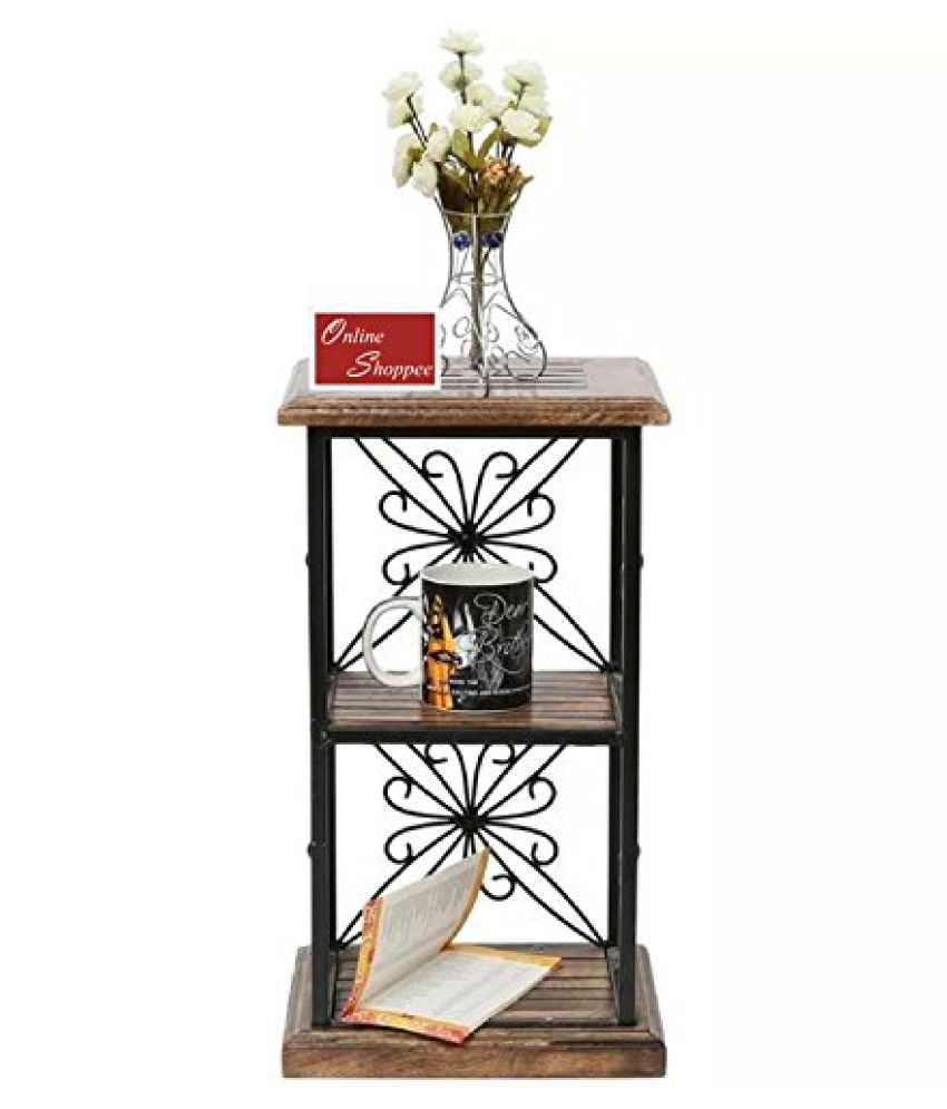 Online Wood Iron Book Shelf Showcase End Table With 2 Online Wood Iron Book Shelf Showcase End Table With 2 Shelves