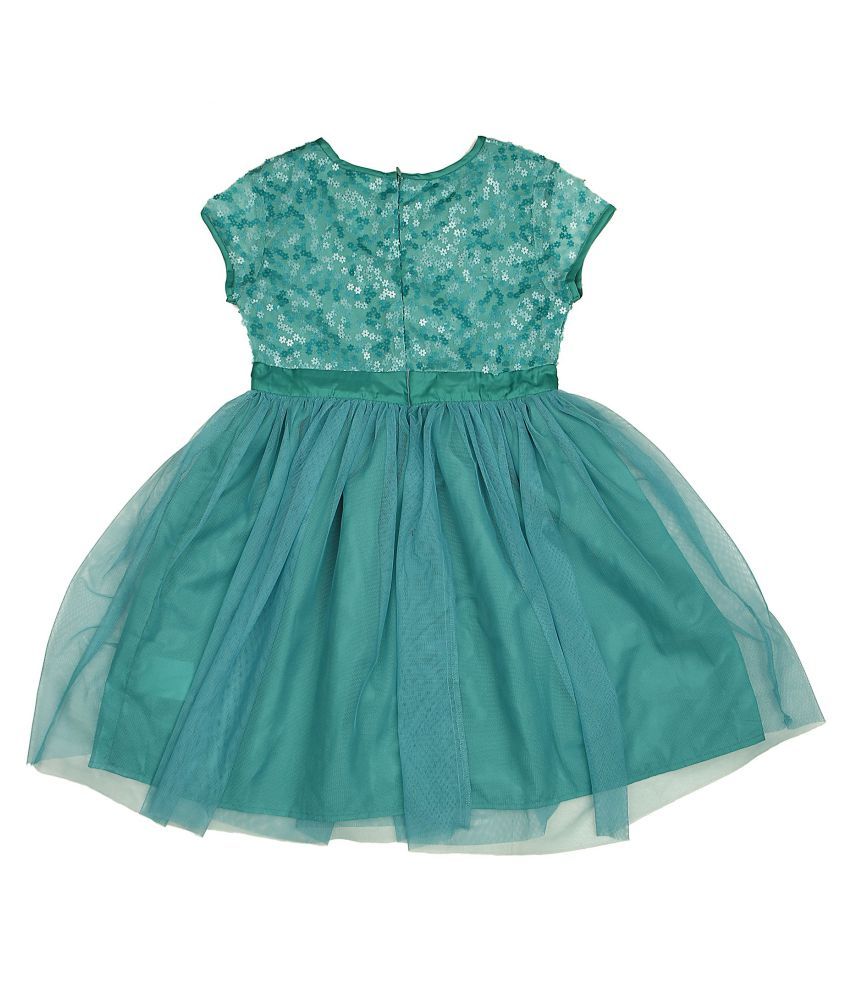 sea green sequins net designer gown