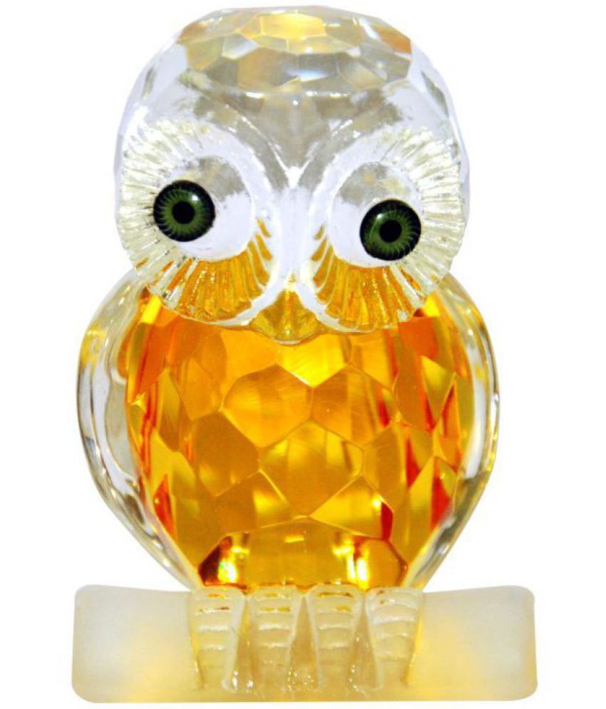     			King Collection White Crystal Owl In Diamond Cut Feng Shui