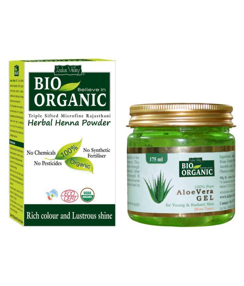     			Indus Valley Bio Organic Aloe Vera Gel with Herbal Henna Powder Combo Pack