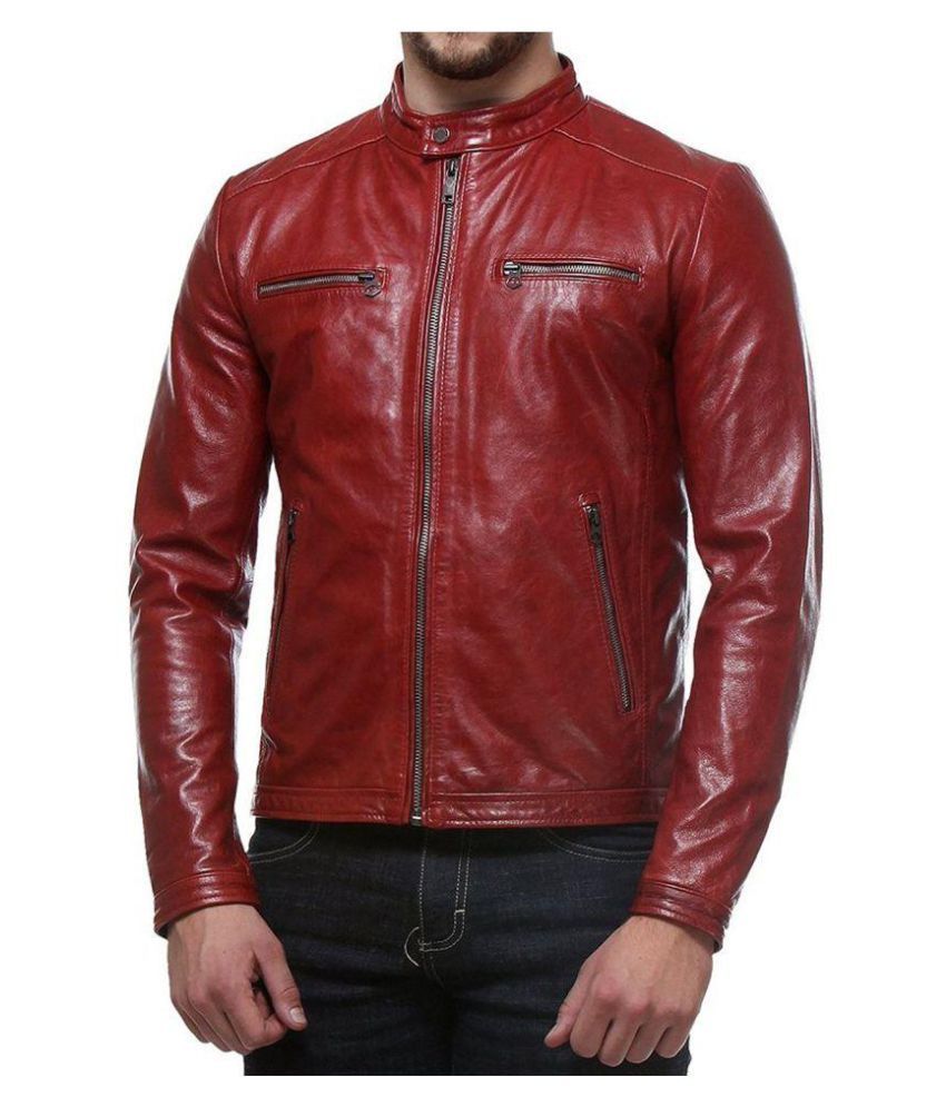 PARE Red Leather Jacket - Buy PARE Red Leather Jacket Online at Best ...