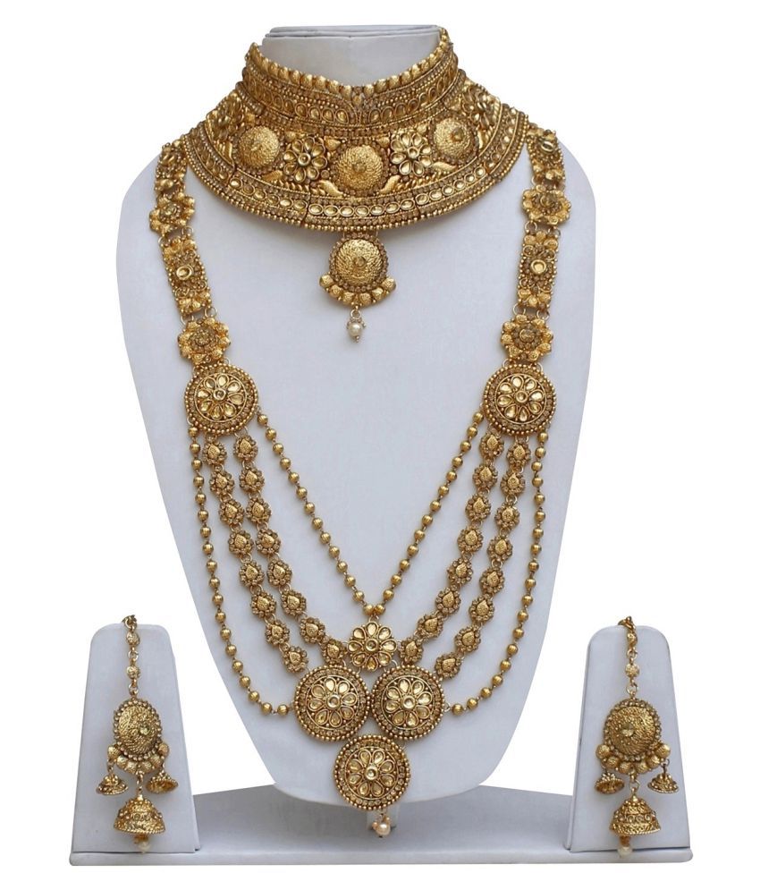 Lucky Jewellery Bridal Golden Color Alloy Gold Plated
