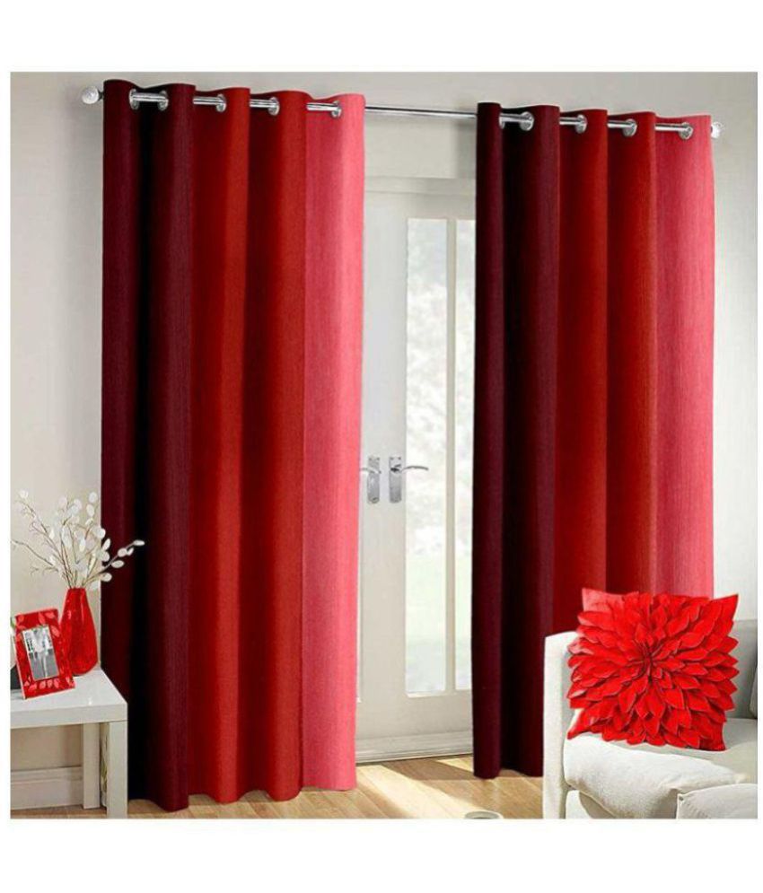     			Phyto Home Blackout Eyelet Window Curtain 5 ft Pack of 2 -Red