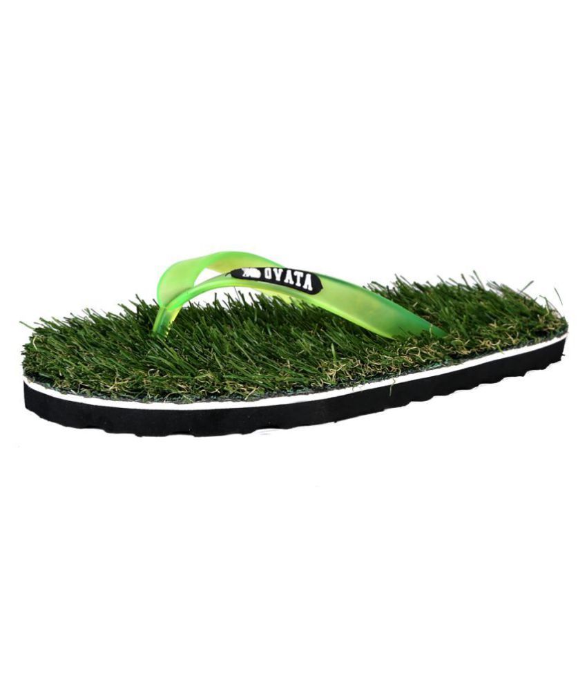 green grass slippers