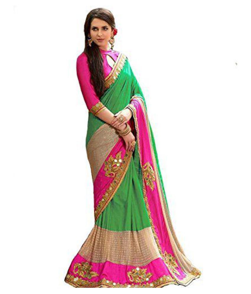 Nena Fashion Green Paper Silk Saree