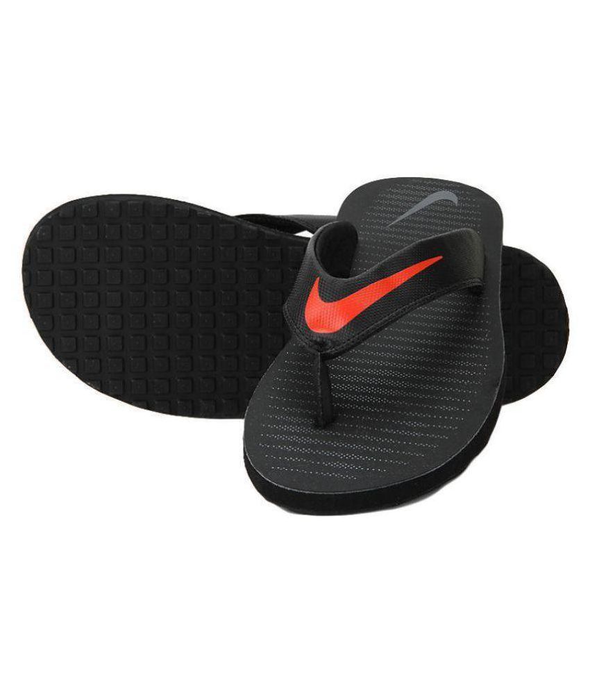 red and black nike flip flops