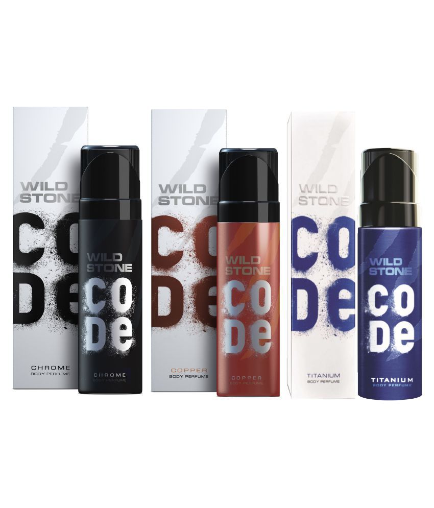     			Wild Stone Code Chrome, Copper & Titanium Combo Perfume Body Spray - For Men (360 ml, Pack of 3)