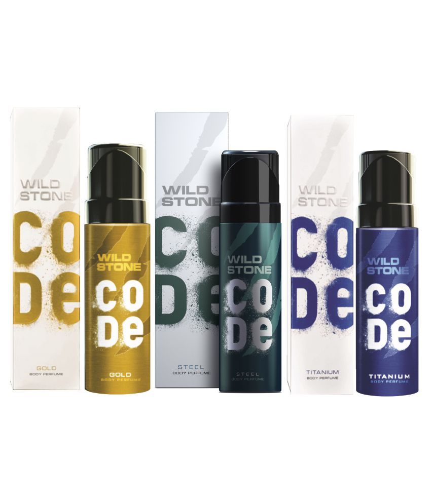     			Wild Stone Code Gold, Steel & Titanium Combo Perfume Body Spray - For Men (360 ml, Pack of 3)