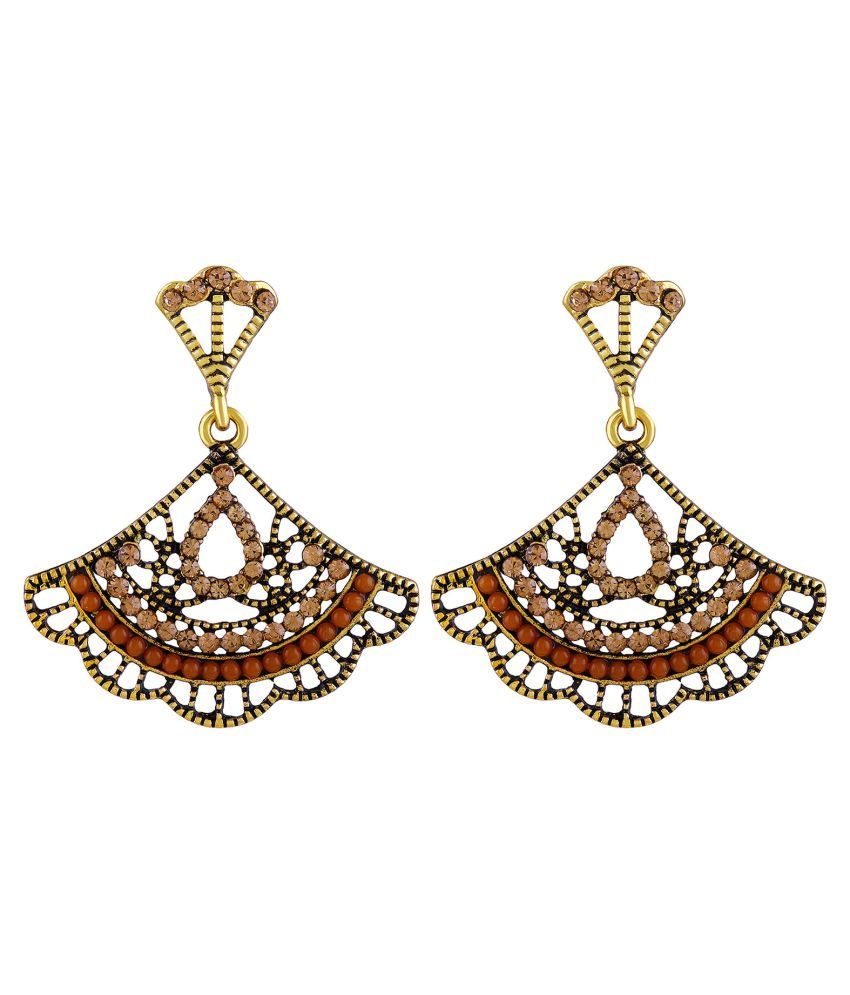     			Asmitta Brilliant Gold Plated Dangle Earring For Women