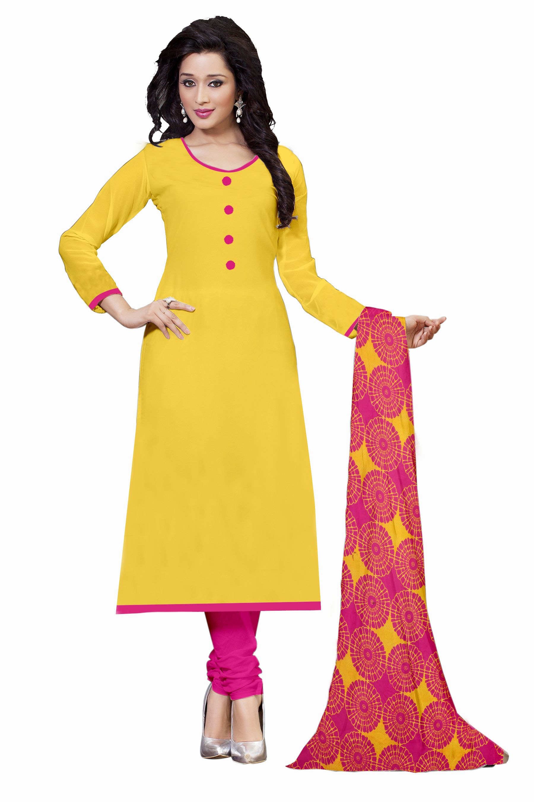 pink combination dress