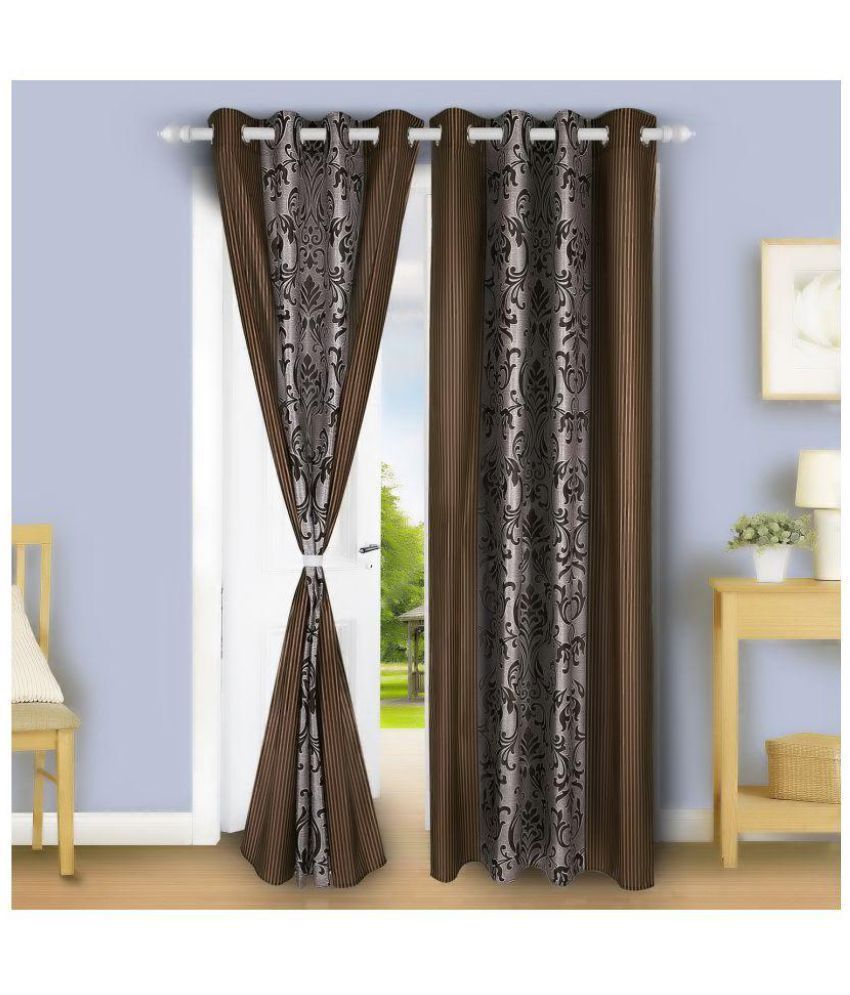     			E-Retailer Set of 2 Door Eyelet Curtains Printed Multi Color