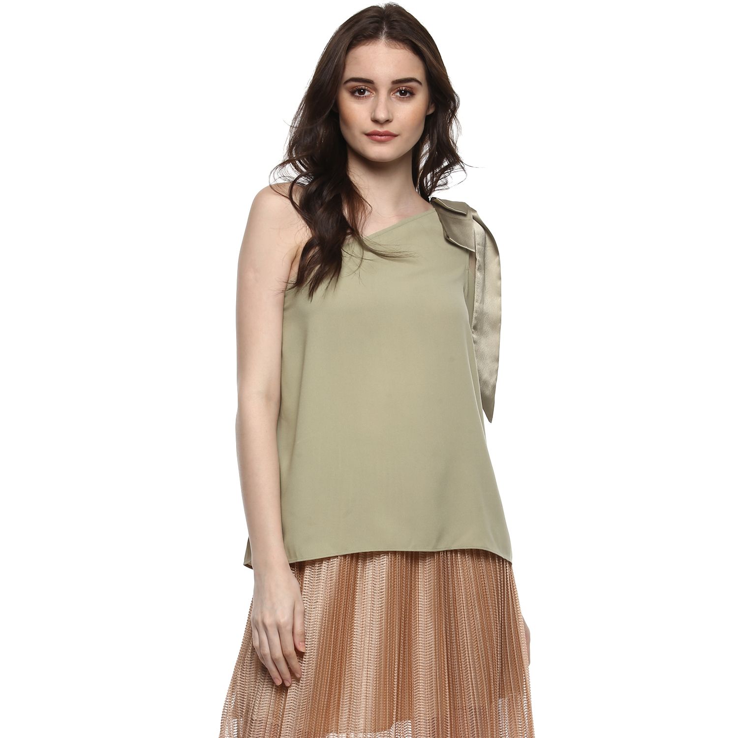 Kazo Polyester Asymmetrical Tops Green Buy Kazo Polyester Asymmetrical Tops Green Online