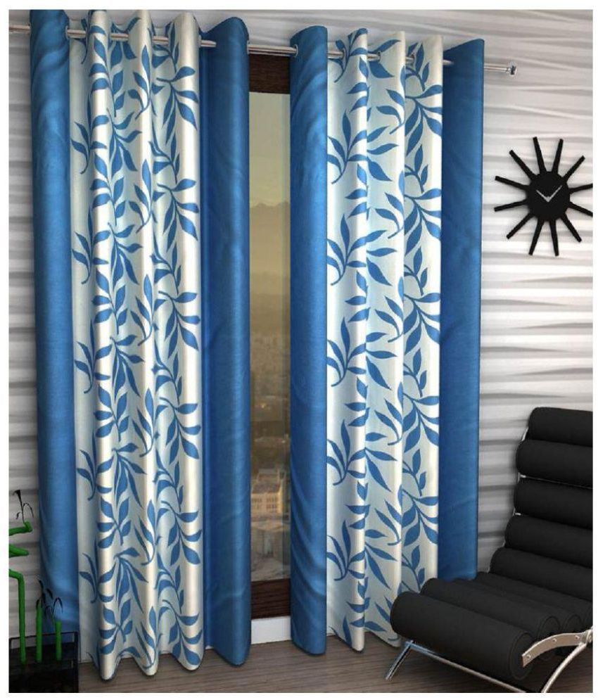     			Phyto Home Printed Semi-Transparent Eyelet Window Curtain 5 ft Pack of 2 -Multi Color
