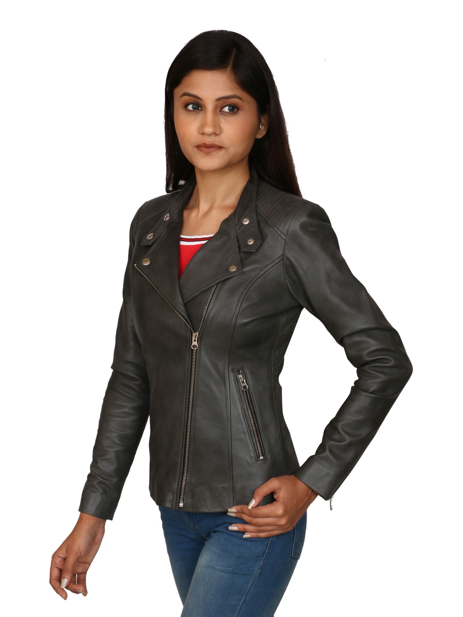 Buy HYATT Leather Grey Short Coats Online at Best Prices in India