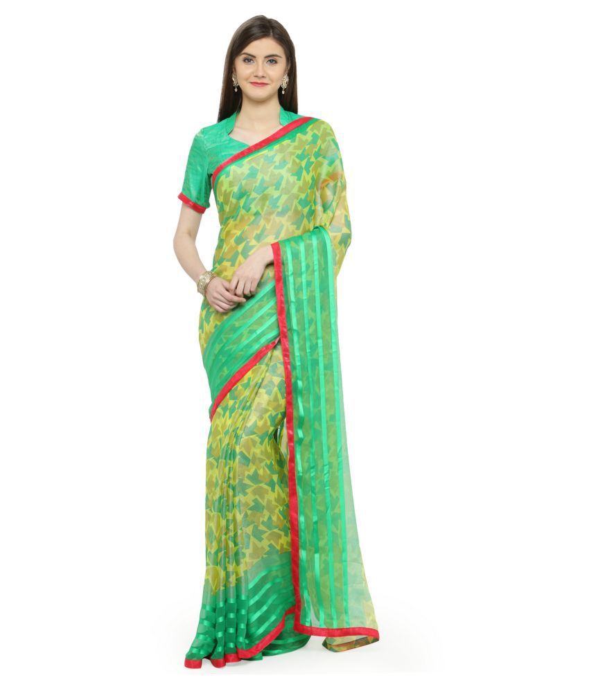     			Shaily Retails Green Brasso Saree