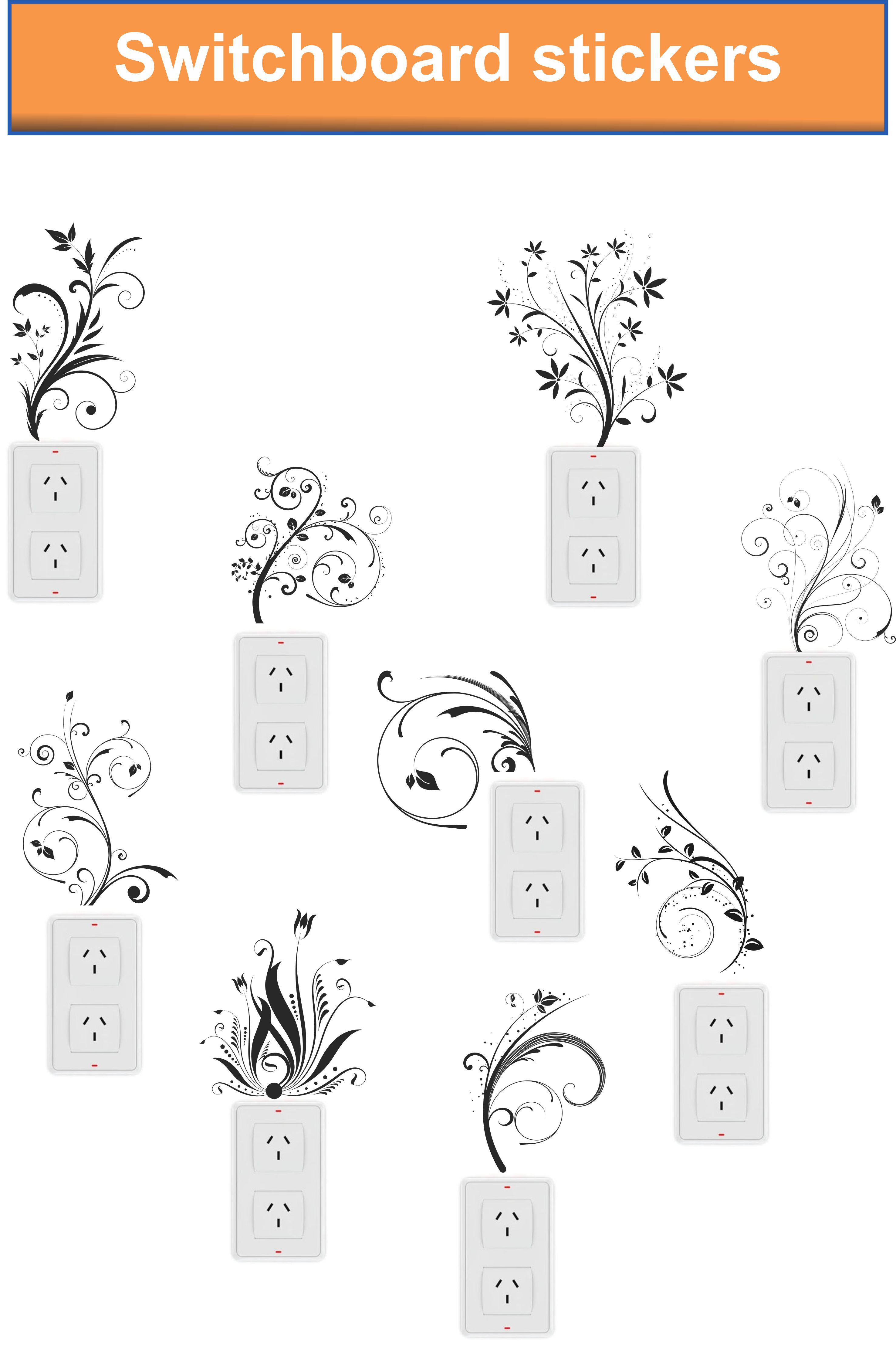 Wall Dreams Abstract Flowers Vinyl Switch Board Sticker Pack Of