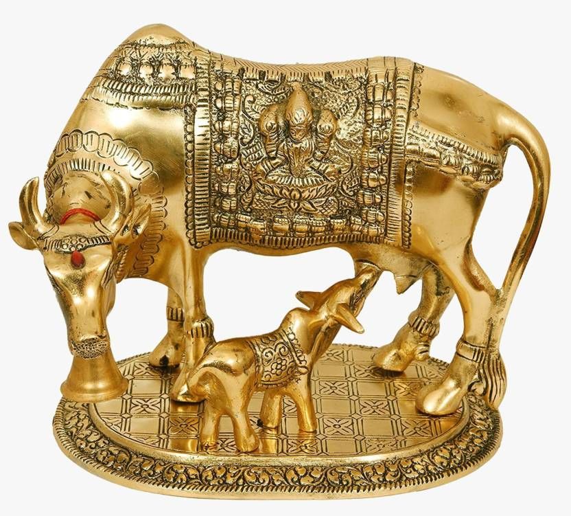     			Haridwar Astro Antic Brass Kamdhenu golden Cow with calf