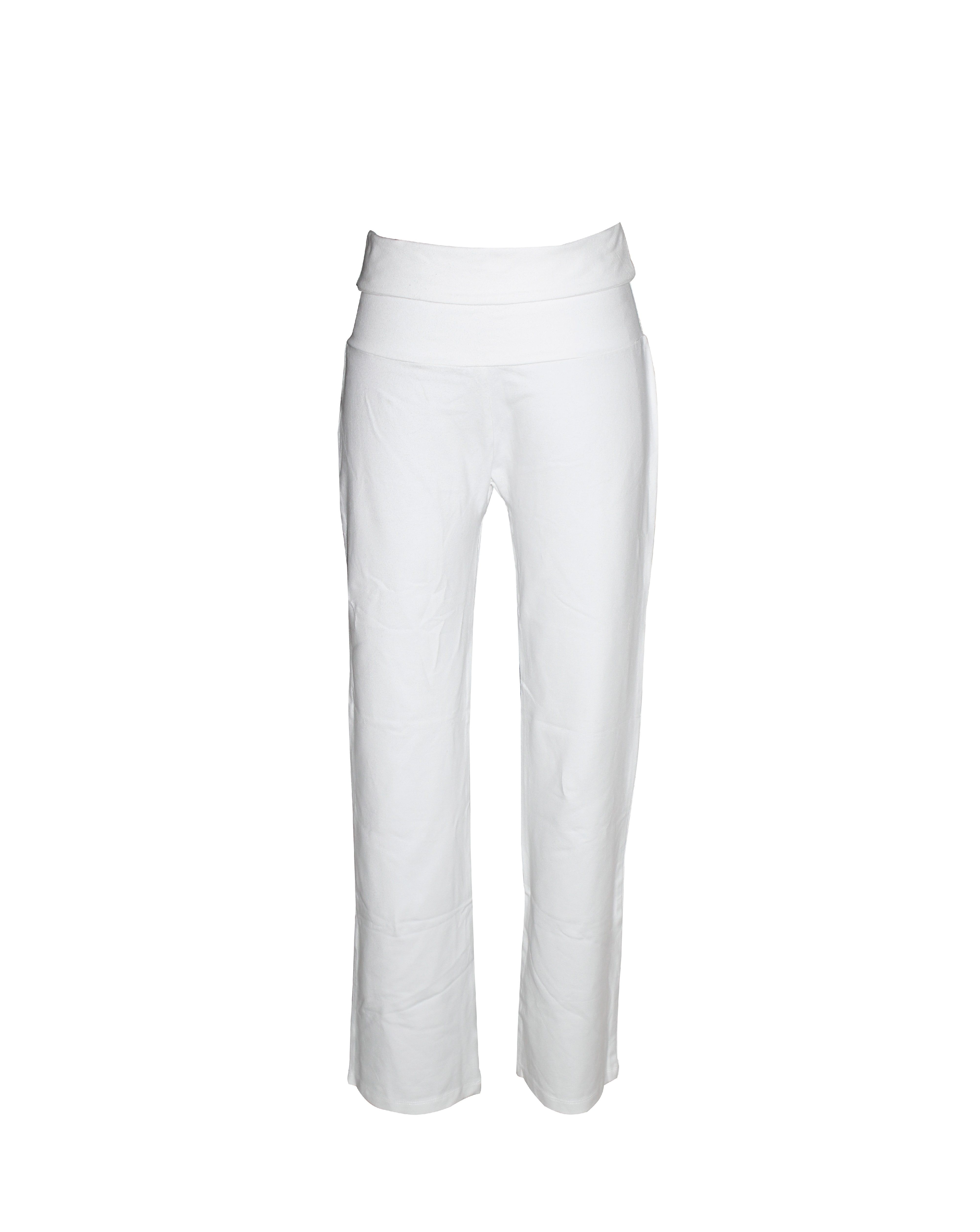 white cotton yoga pants