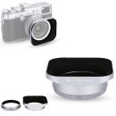 JJC Silver Reversible Metal Lens Hood and 49mm Filter Adapter Ring for Fuji Fujifilm FinePix X100F, X100T, X100S, X100 Digital Cam