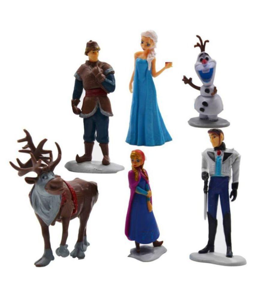 Civil Frozen Characters Large Size 12CM Action Figures - Set of 6 Doll Toys Cake Toppers Anna Elsa Kristoff Olaf Sven  (Multicolor)