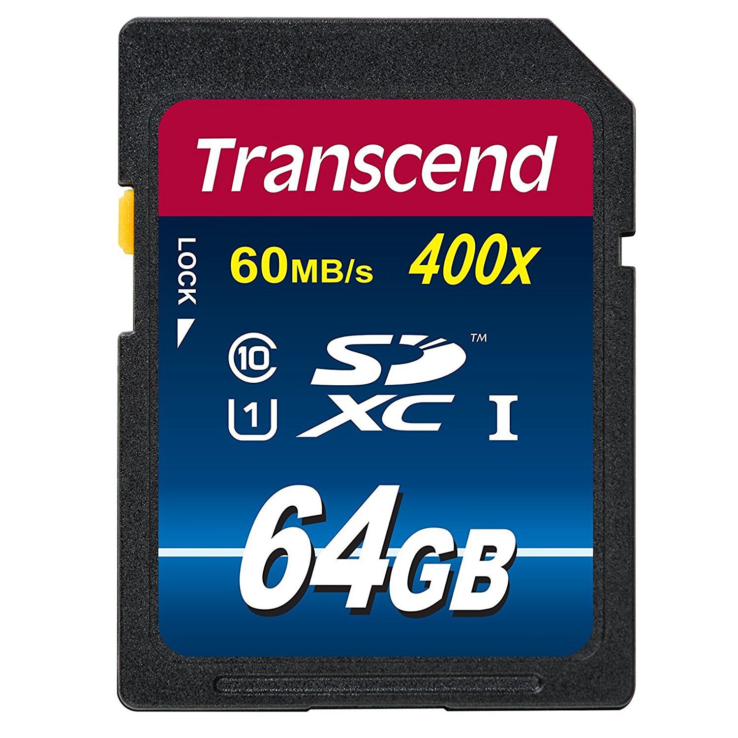     			Transcend 64GB SDXC Class 10 UHS-1 Flash Memory Card Up to 60MB/s (TS64GSDU1PE)