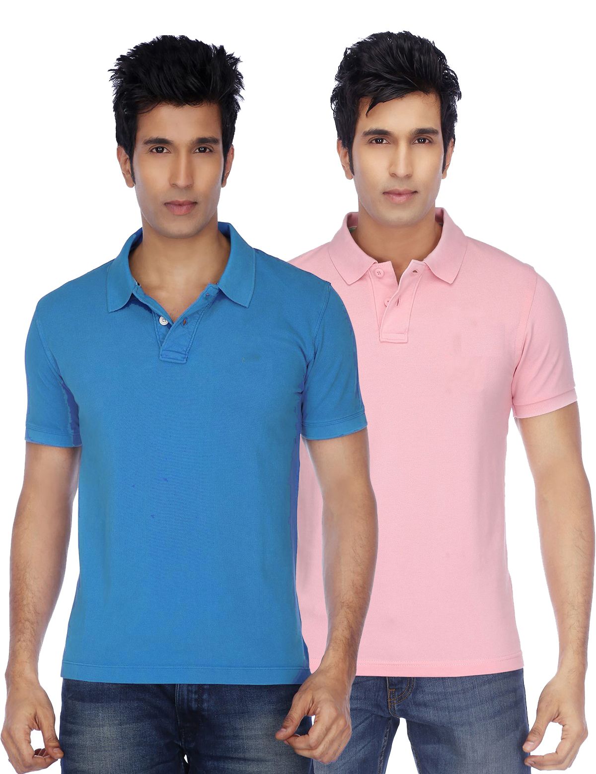     			FUNKY GUYS Multicolor Slim Fit Polo T Shirt Pack of 2