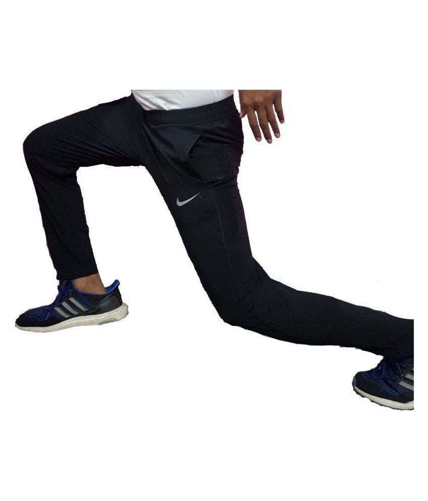 nike navy polyester lycra trackpants