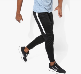 nike black track pants with white stripe