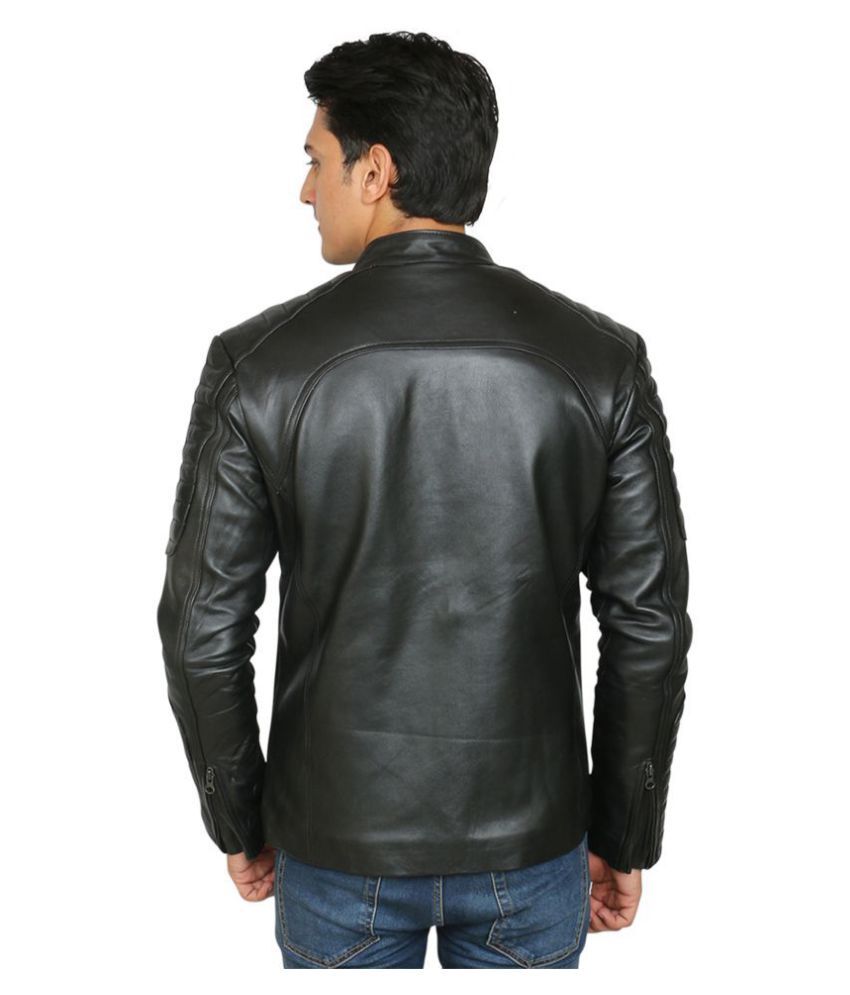 HYATT Black Leather Jacket - Buy HYATT Black Leather Jacket Online at ...