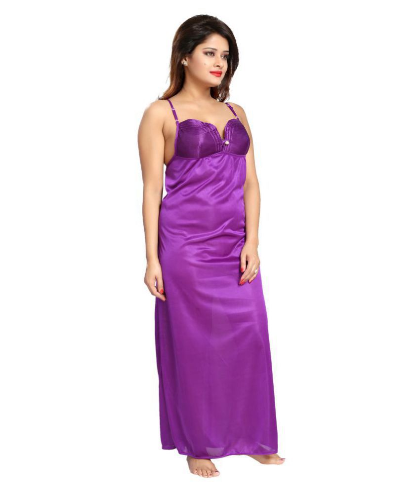 Buy Rangmor Satin Nighty And Night Gowns Purple Online At Best Prices In India Snapdeal 7368