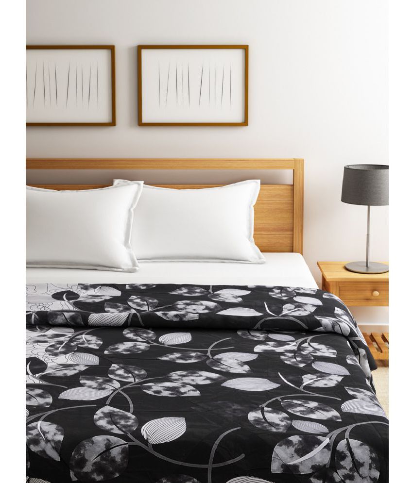 Swayam Double Cotton Black Floral Duvet Cover - Buy Swayam Double ...