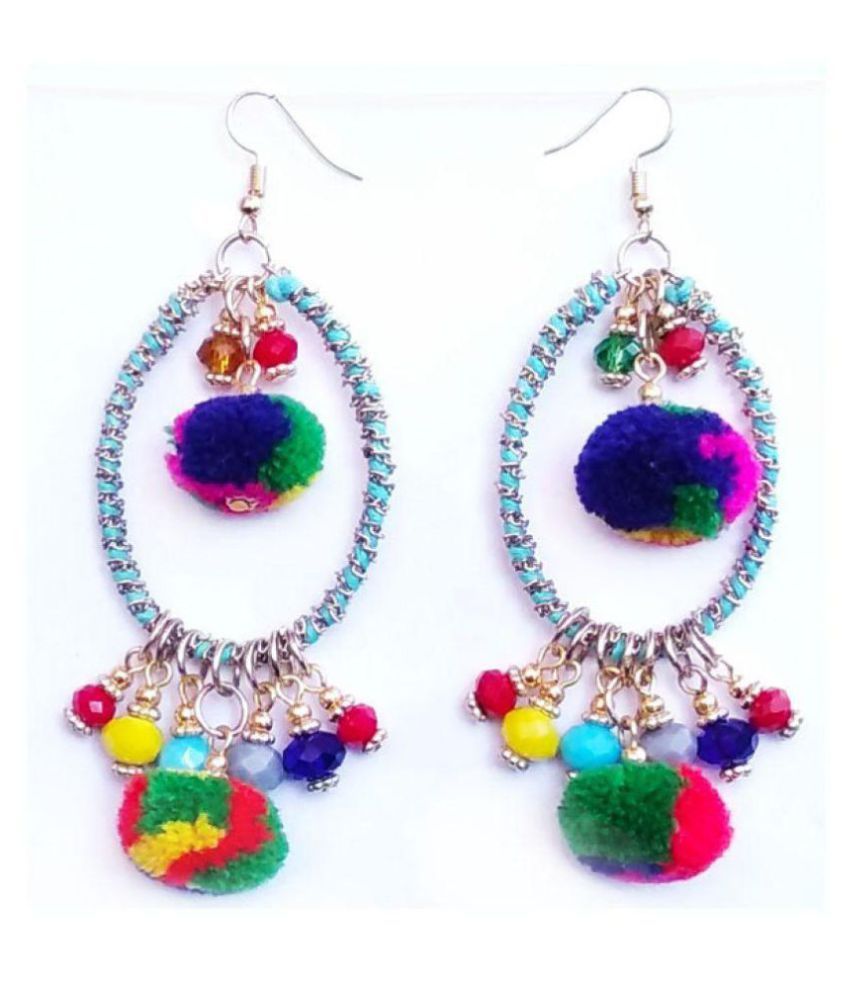 Zurii multi color wool drop earring Buy Zurii multi color wool drop