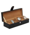 Leather World 6 Watch box Case Organizer ( Black)