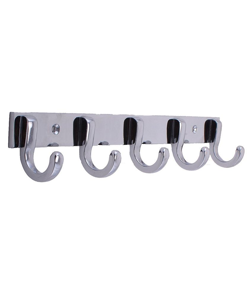     			YUTIRITI set of 2 Aluminium Hook 5- legs Aluminium Hook Rail Bar Clothes Hanger Hooks