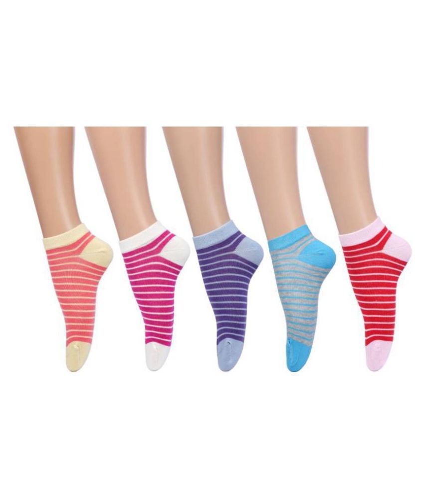     			Tahiro Multicolour Striped Cotton Casual Ankle Length Socks - Pack Of 5