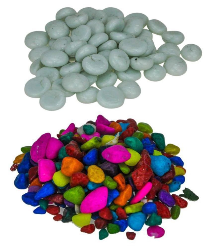     			AVMART Combo Of 2 Multi Color Marble Stone & White Glossy Marble Stone For Home & Garden Decor, Aquarium Stones (600 Gms)