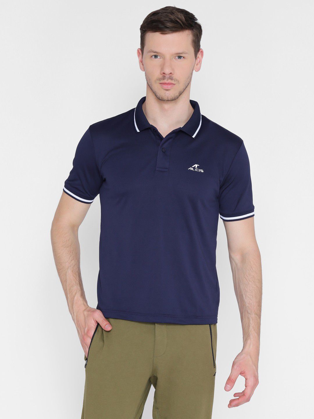 Alcis Mens Solid Navy Blue Polo T-Shirt