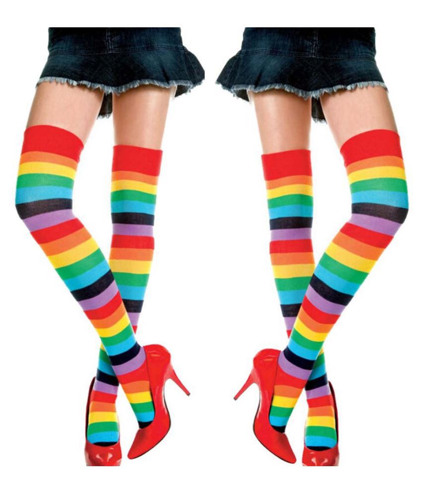 Xs and Os Women Striped Over the Knee High Socks: Buy 