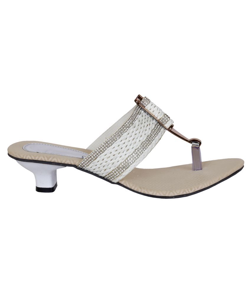 kitten heels white sandals