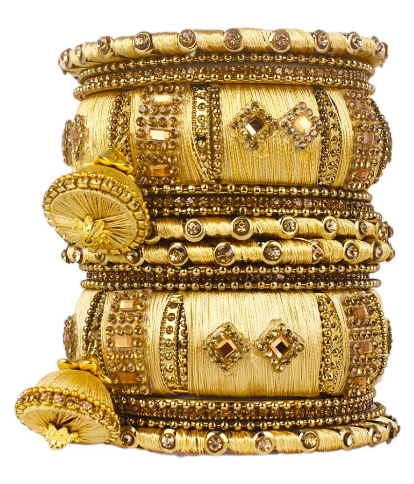golden colour silk thread bangles