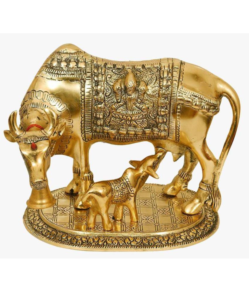     			Haridwar Astro Antic Brass Kamdhenu golden Cow with calf