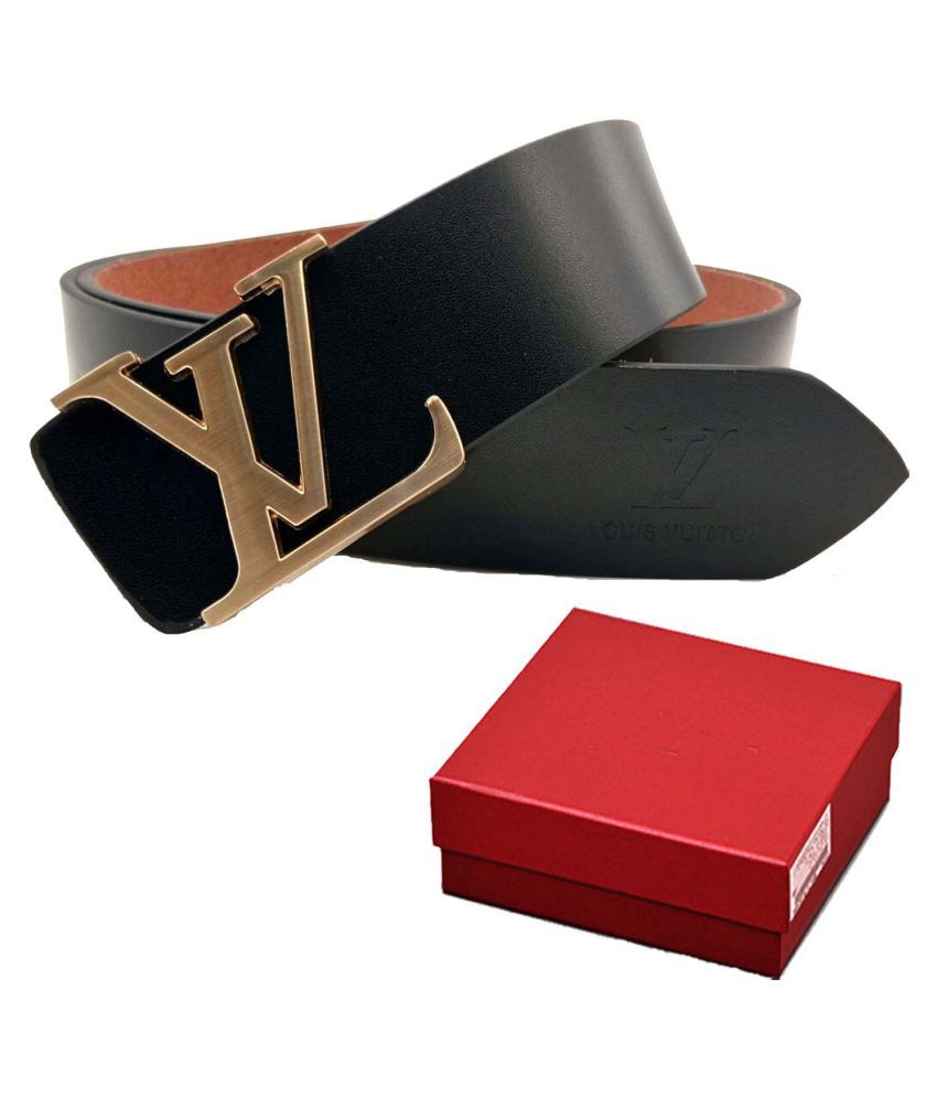 LV Belt Black Leather Casual Belt - Pack of 1: Buy Online at Low Price ...